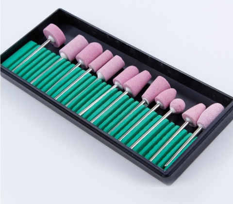 Set pietre abrazive pentru freza electrica de unghii, 12 piese, capete pentru slefuire, finisare si indepartarea cuticulelor, roz [4]