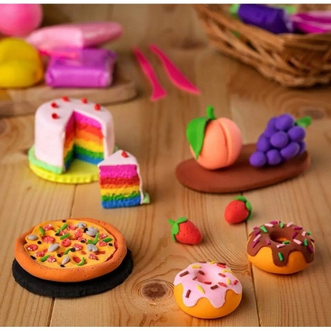 Set plastilina spuma magica pentru modelaj, 12 culori vibrante, 3 ustensile incluse, material non-toxic, pentru joaca educativa si activitati creative [4]