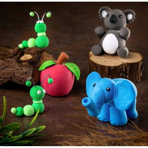 Set plastilina spuma magica pentru modelaj, 12 culori vibrante, 3 ustensile incluse, material non-toxic, pentru joaca educativa si activitati creative [6]