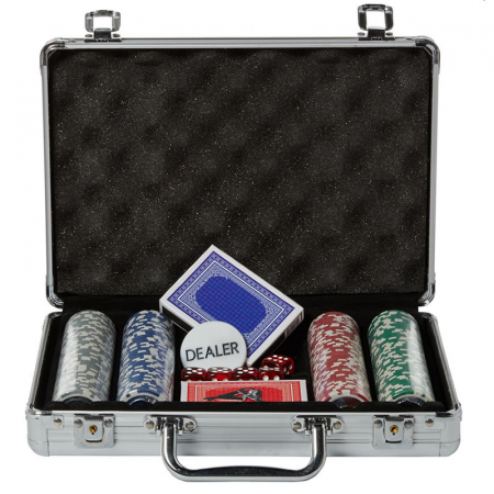 Table,Sah si Altele - Set de poker cu 200 jetoane numerotate,trusa depozitare din aluminiu - Multicolor