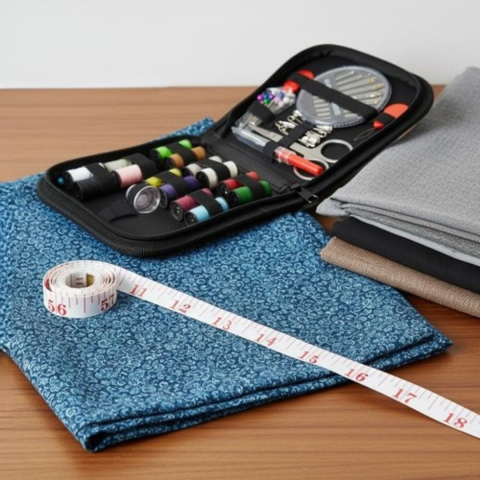 Set portabil pentru croitorie si reparatii textile, 70 accesorii esentiale in husa compacta, multicolor [8]