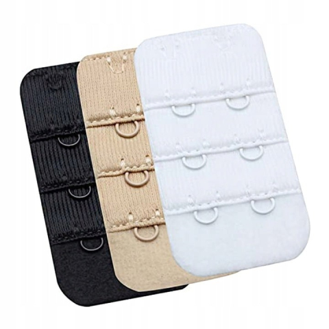 Set prelungire sutien, extensii cu 3 pozitii de prindere, 3 bucati, elastic, 5x3.2 cm, negru/crem/alb – solutie practica pentru marirea circumferintei sutienului [3]