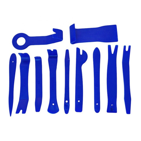 Unelte & Scule Garaj - Set profesional 11 chei extractoare pentru demontarea tapiteriei auto si a radioului, material plastic rezistent, 11 piese, culoare albastra