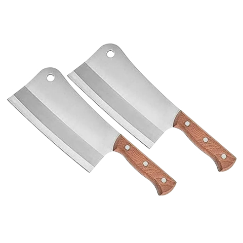 CASA & GRADINA - Set profesional 2 satare maro-argintiu 28 cm, lama 17 cm, 330 g/buc, otel inoxidabil, maner ergonomic din lemn, pentru carne si legume