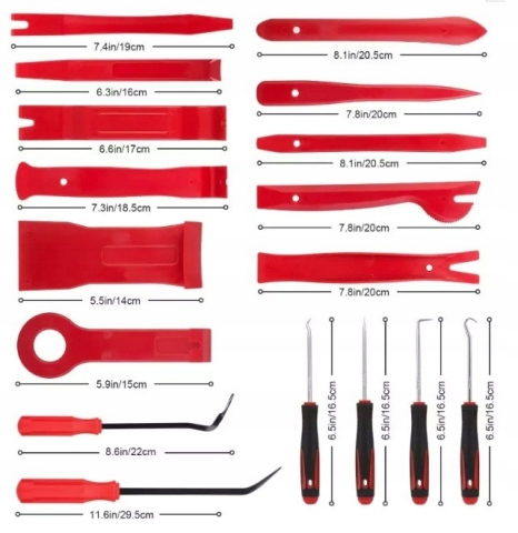 Set profesional 43 unelte pentru demontare tapiterie auto si radio, extractoare clipsuri, panouri, ornamente si conectori, cu geanta pentru organizare [5]