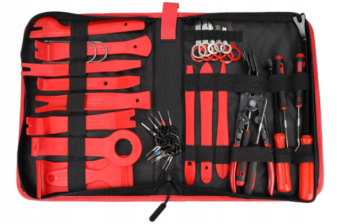 Set profesional 43 unelte pentru demontare tapiterie auto si radio, extractoare clipsuri, panouri, ornamente si conectori, cu geanta pentru organizare [1]