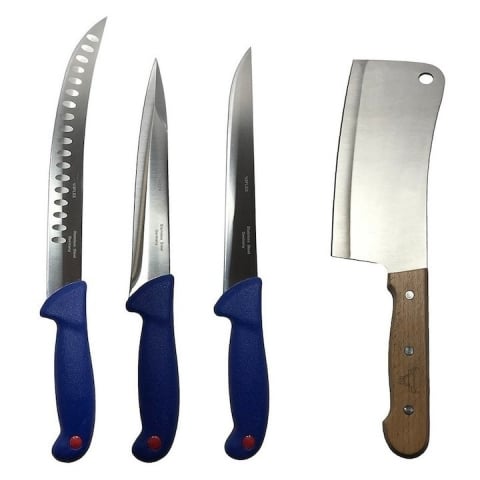 Cutite si tacamuri - Set profesional de macelarie, filetat, dezosat, transat, injunghiat, 3 cutite, satar