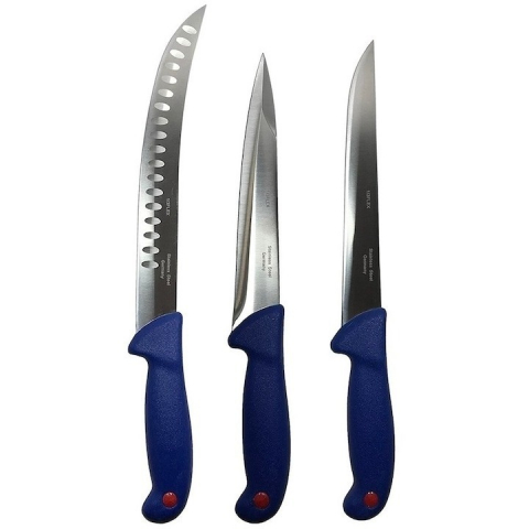Cutite si tacamuri - Set profesional de macelarie, transat, injunghiat, dezosat, filetat, 3 cutite, otel carbon