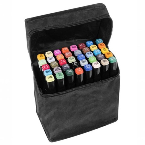 Set profesional de markere dual tip, 40 culori intense, cu husa de transport – pentru desen, schite, proiecte artistice si scoala [4]