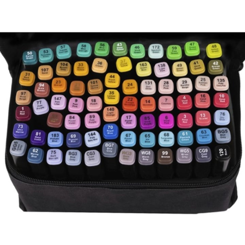 Set profesional de markere dual tip, 80 culori intense, cu husa de transport – pentru desen, schite, proiecte artistice si scoala [18]