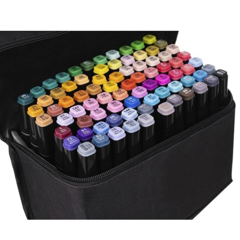 Set profesional de markere dual tip, 80 culori intense, cu husa de transport – pentru desen, schite, proiecte artistice si scoala [16]