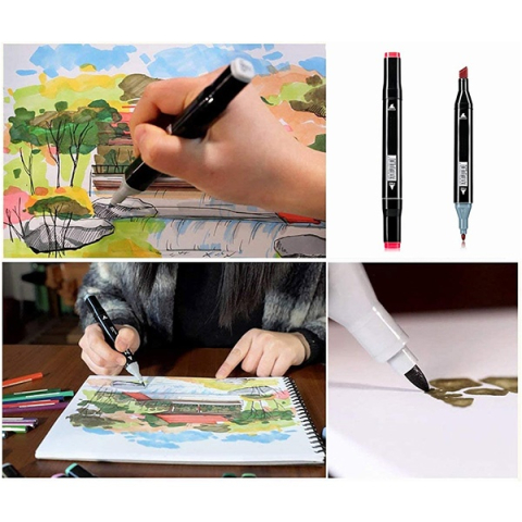 Set profesional de markere dual tip, 80 culori intense, cu husa de transport – pentru desen, schite, proiecte artistice si scoala [4]