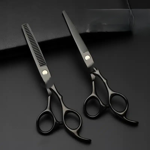 Set profesional de tuns 9 piese, foarfece tuns si filat din otel inoxidabil, pelerina, piepteni, accesorii frizerie, negru [2]