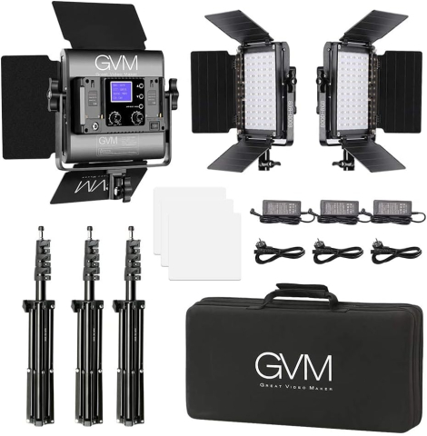 Set profesional iluminare studio cu 3 panouri LED RGB, 3200K-5600K, control prin aplicatie, 8 efecte luminoase, trepiede reglabile incluse [4]