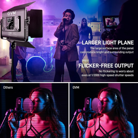 Set profesional iluminare studio cu 3 panouri LED RGB 50W, control prin aplicatie Bluetooth, 3200K-5600K, CRI97+, trepiede reglabile, pentru fotografie, video si streaming [6]
