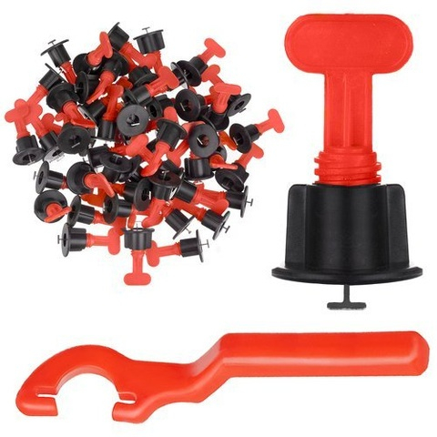 CASA & GRADINA - Set profesional pentru alinierea placilor ceramice, 50 distantiere reutilizabile si cheie reglaj, 3-16 mm, universal