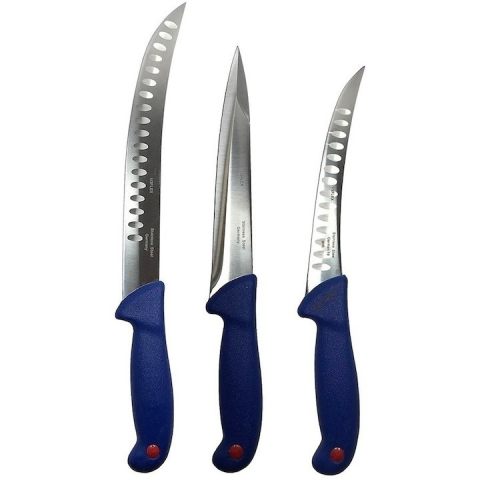 Cutite si tacamuri - Set profesional pentru macelarie, transat, injunghiat, dezosat, filetat, 3 cutite, otel carbon