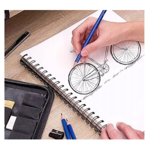 Set profesional pentru schite in creion, 35 piese, bloc desen, creioane, carbune, radiere, ascutitori, mapa depozitare – complet si portabil pentru artisti si pasionati de desen [7]