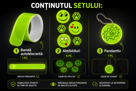 Set reflectorizant galben fluorescent cu banda autoblocanta [1]