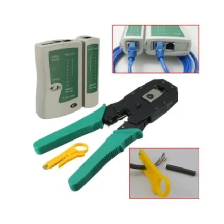 Set testare cablu de retea LAN, RJ,11,RJ 45,include tester,cleste de sertizare si cutit [1]