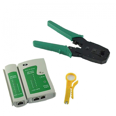 Instrumente LAN - Set testare cablu de retea LAN, RJ,11,RJ 45,include tester,cleste de sertizare si cutit