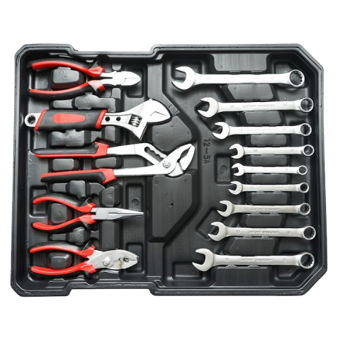 Set scule multifunctional 187 piese in troler rigid ABS si aluminiu, unelte profesionale crom vanadiu, kit complet cu roti si maner extensibil pentru reparatii si mentenanta [6]