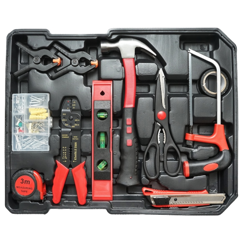 Set scule multifunctional 187 piese in troler rigid ABS si aluminiu, unelte profesionale crom vanadiu, kit complet cu roti si maner extensibil pentru reparatii si mentenanta [5]