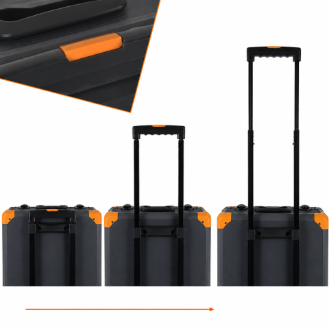 Set scule negru-portocaliu 1000 piese, valiza aluminiu 50 x 37 x 20 cm cu roti si maner telescopic [3]