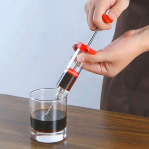 Set seringa pentru marinat carne cu injector de sosuri, 3 ace diferite, reutilizabil, capacitate 50 ml, otel inoxidabil [8]