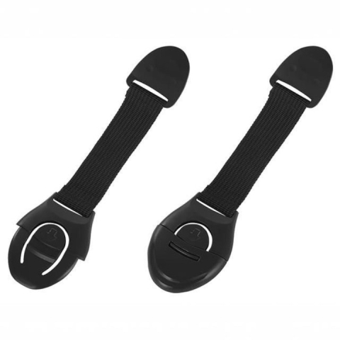 Set sigurante pentru usi si sertare, flexibile textile, ajustabile, cu adeziv 3M, pentru dulap, frigider, cuptor si mobilier, 10 bucati, negru [1]