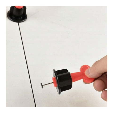 Set sistem pentru spatiat si nivelat gresia, 100 distantiere reutilizabile, 50 stele si 2 chei de strangere, pentru placi ceramice 2–16 mm, rost 1.5–5 mm, utilizare interior/exterior [5]