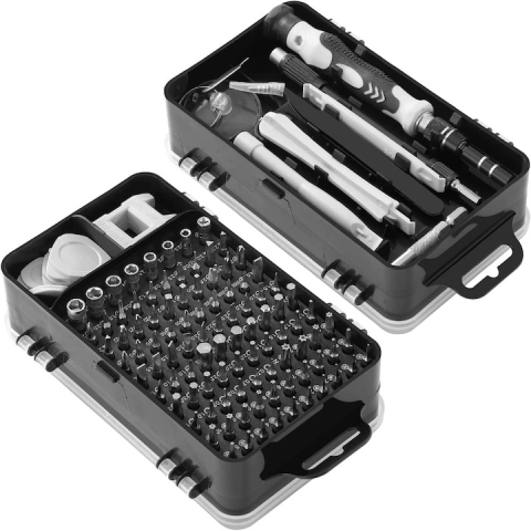 Truse cu scule - Set surubelnite de precizie 115 in 1, cu 98 biti magnetici si accesorii, maner ergonomic, extensii flexibile, pentru electronice si reparatii fine