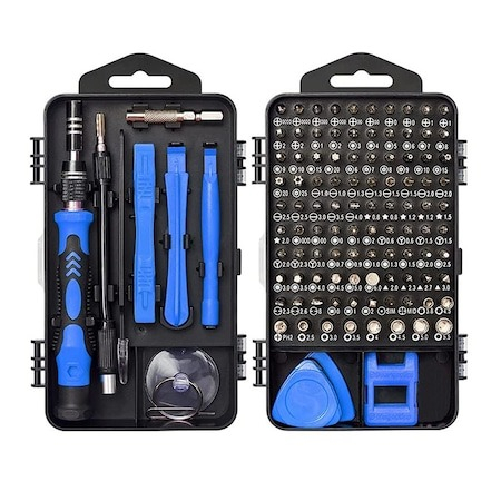 Surubelnite si biti - Set surubelnite multifunctionale de precizie, 115 piese, magnetice, - Albastru, negru