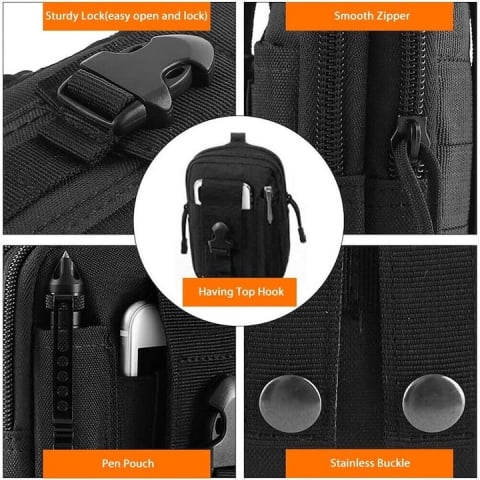 Set tactic format din borseta militara si centura militara, supravietuire, camping, multifunctional - Negru [3]