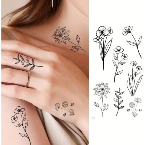 Set tatuaje temporare, 30 bucati, modele diferite, aplicare rapida cu apa, 10 x 6 cm, negru [1]