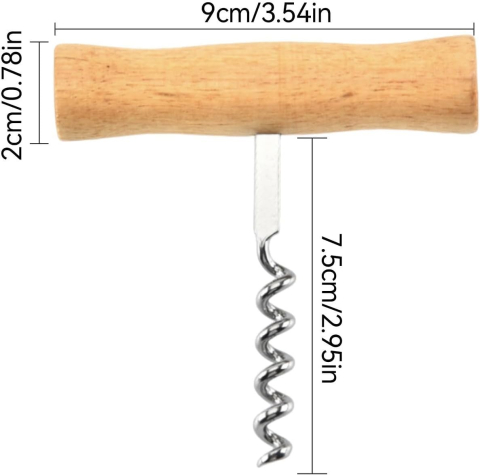 Set tirbuson tip T 9 cm, desfacator sticle, spirala inox, dop vin cu silicon reutilizabil, argintiu [2]