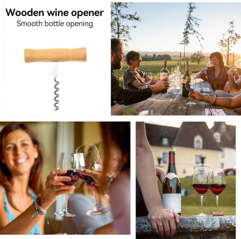 Set tirbuson tip T 9 cm, desfacator sticle, spirala inox, dop vin cu silicon reutilizabil, argintiu [1]