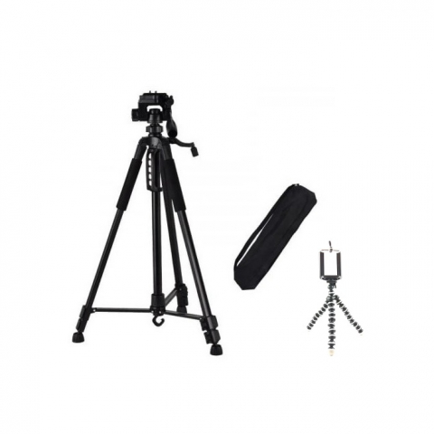 Trepiezi - Set trepied foto pentru camere 168 cm, filet universal 1/4 + mini trepied flexibil cu suport pentru telefon