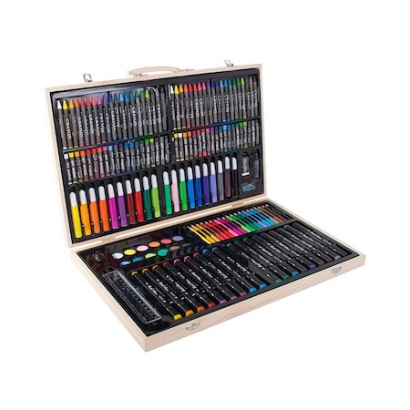Set pictură și desen - Set trusa completa de pictura si desen pentru copii, din lemn 188 piese