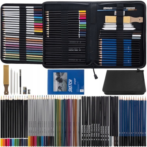 Set,trusa completa pentru schite,desen tehnic, 73 piese,creioane, creioane colorate si accesorii,geanta inclusa [4]