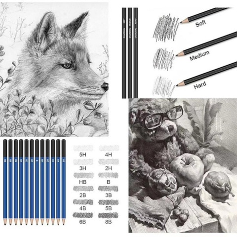 Set,trusa completa pentru schite,desen tehnic, 73 piese,creioane, creioane colorate si accesorii,geanta inclusa [2]