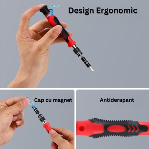 Set trusa surubelnite si biti de precizie 110 piese, otel CrV, magnetice, pentru electronice, ceasuri si reparatii fine [1]