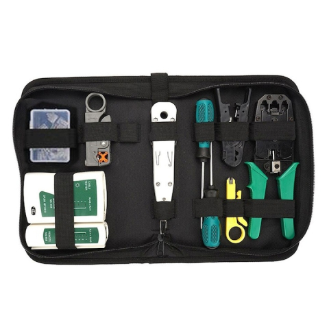 Set Unelte Retea HandyTools Dodaco cu Tester RJ45/RJ11, Cleste Sertizare 4/6/8P, 10 Mufe RJ45, 9 Piese, Etui Compact [11]