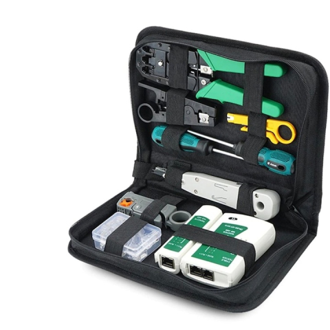 Set Unelte Retea HandyTools Dodaco cu Tester RJ45/RJ11, Cleste Sertizare 4/6/8P, 10 Mufe RJ45, 9 Piese, Etui Compact [12]