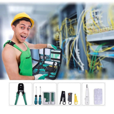 Set Unelte Retea HandyTools Dodaco cu Tester RJ45/RJ11, Cleste Sertizare 4/6/8P, 10 Mufe RJ45, 9 Piese, Etui Compact [2]