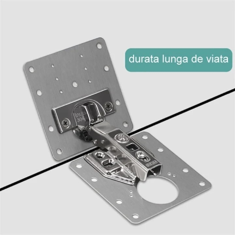 Set universal pentru consolidarea balamalelor de mobilier, 4 placi inox 9 x 9 cm, reparatie rapida pentru dulapuri si usi [11]