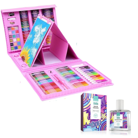 Set valiza creativa pentru copii – 208 piese de pictura, desen si colorat, 3+, culori variate, creioane, markere, acuarele, pasteluri si accesorii artistice, in cutie portabila cu maner + parfum fruct [2]