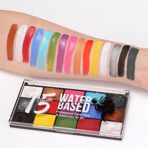 Set vopsea pentru fata si corp, 15 culori, pe baza de apa, usor de aplicat, multicolor, 15 x 8.2 x 1.4 cm [5]
