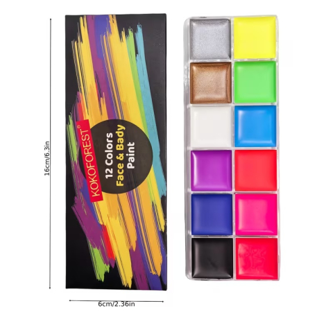 Set vopsele fata si corp 12 culori, tip ulei, culori vibrante, pentru petreceri, costume si evenimente speciale [3]