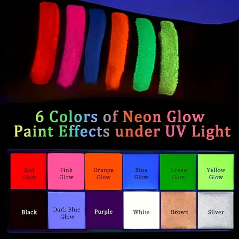 Set vopsele fata si corp 12 culori, tip ulei, culori vibrante, pentru petreceri, costume si evenimente speciale [5]